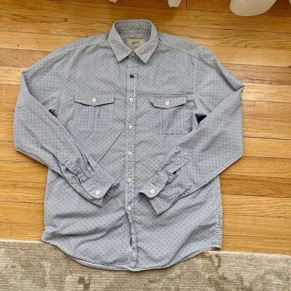 𝅺GEF of France slim fit button down navy and red pattern size small - Picture 6 of 6